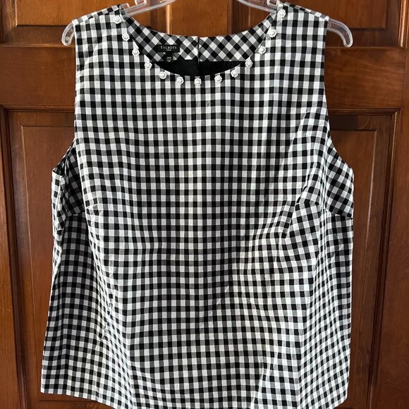 Black and White Checked Sleeveless Top - Picture 1 of 9